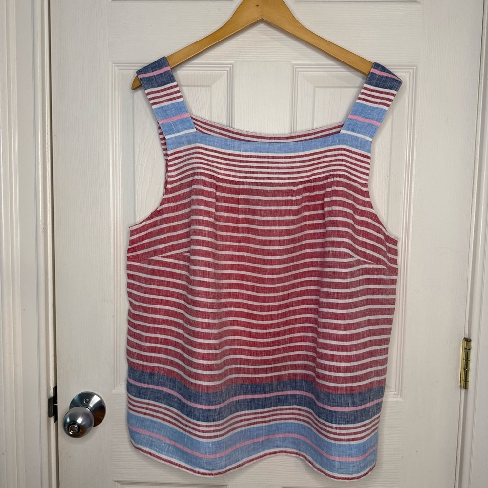 NWT Talbots 100% Linen Square Neck Tank Top Size 3X